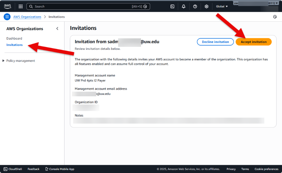 Screenshot showing Invitations tab 