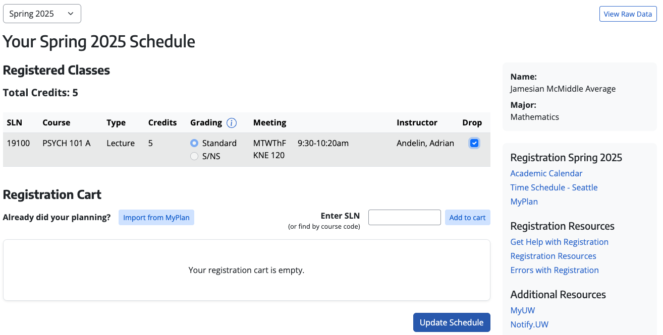 Dropping section screenshot