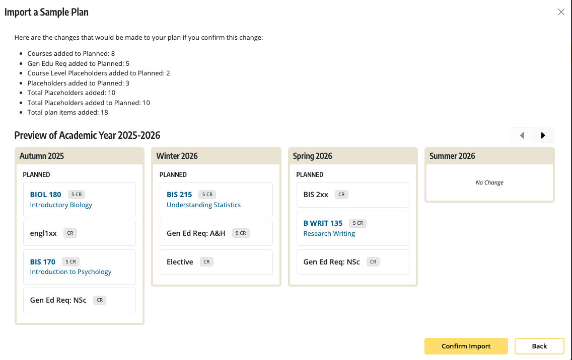 Importing a Sample Plan - UW-IT