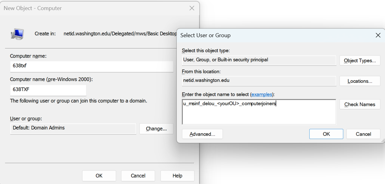 Image showing AD computer object addition
