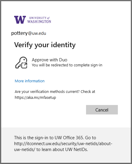 Verify your identity screen in Entra sign in flow