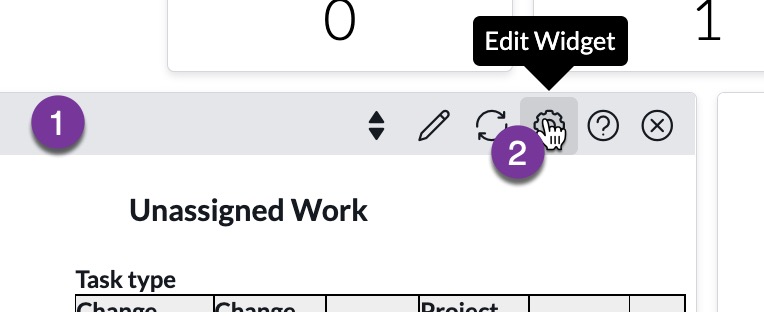 Screenshot showing the steps to hover and select the editor widgets