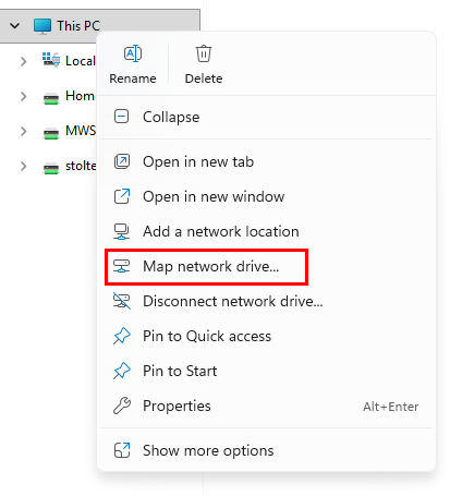 File Explorer Map Network Drive