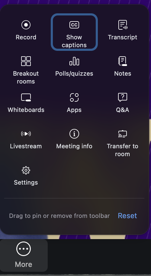 click more then click show captions