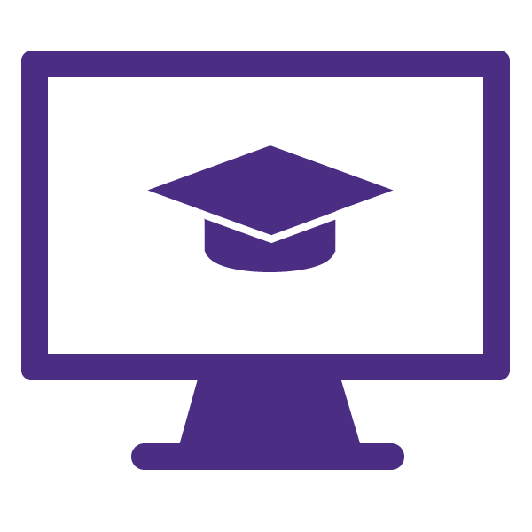 Icon of computer with graduation cap