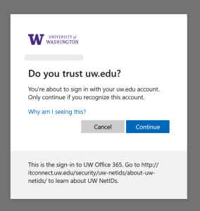 Screenshot of the "Do you trust uw.edu" page