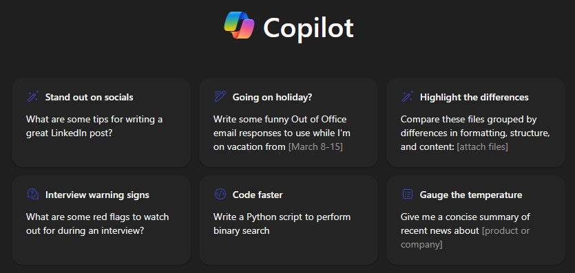 Screenshot of Copilot Online