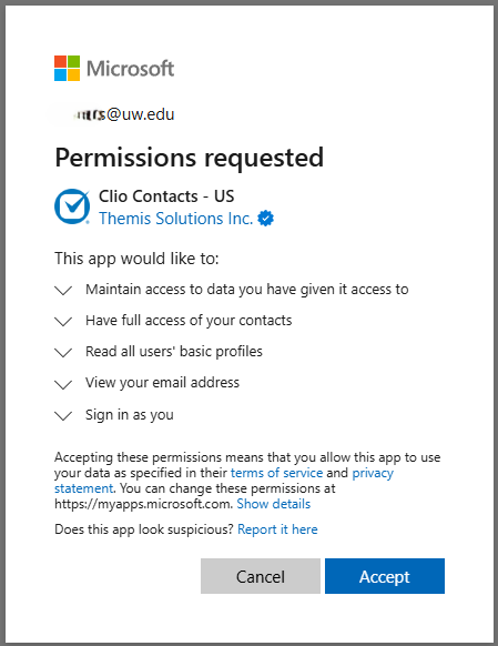 Entra User Consent: Clio Contacts
