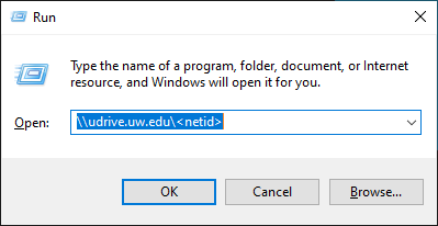 Windows run command with UDrive URL