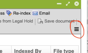 Image: DocFinity Results Panel menu, select record and click on hamburger icon to download document