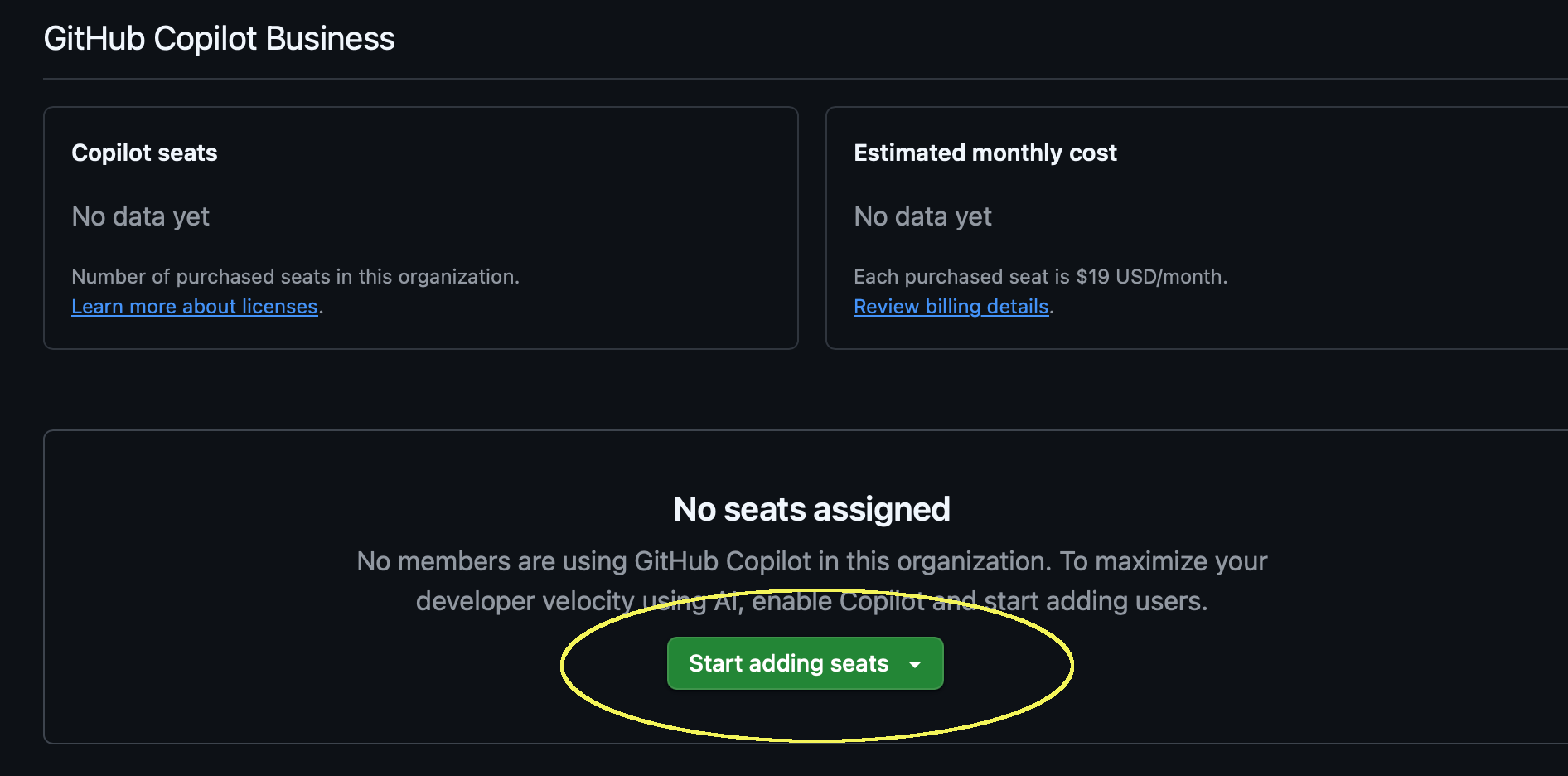 Start Adding Seats button