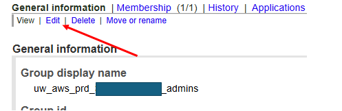 Screenshot Showing where edit is on the top left of the groups page