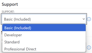 Support drop down menu
