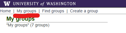 Screenshot showing to select My groups in the top left