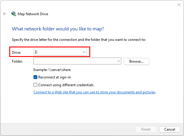 File Explorer Select Drive Letter