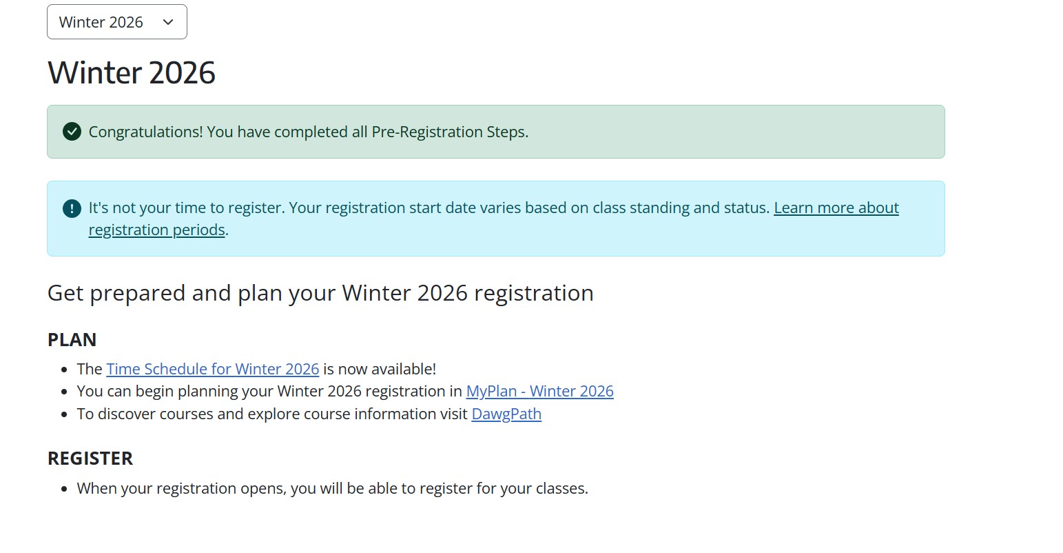 It's not your time to register message after completing the pre-registration steps before the registration start date