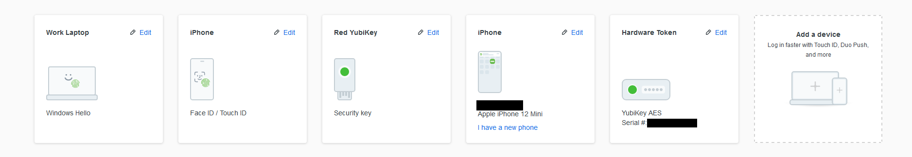A screenshot of the new device management page