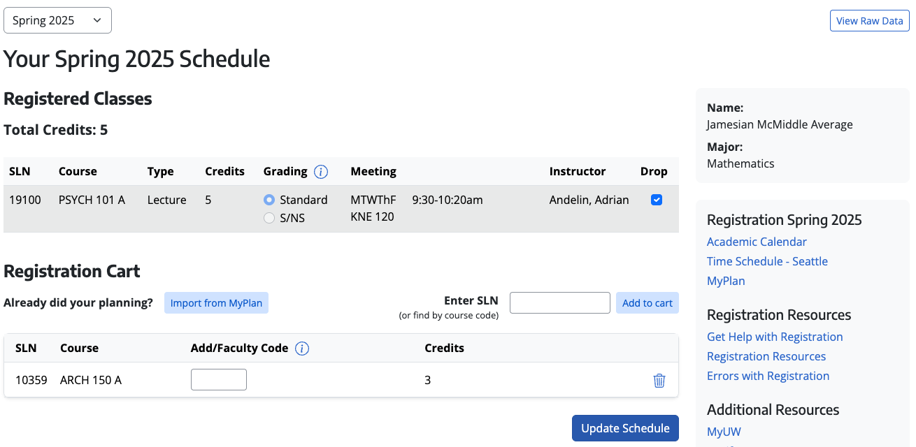 Screenshot of swapping sections