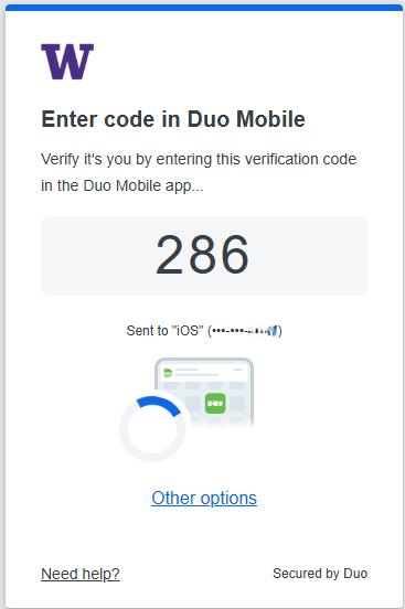 Enter code in Duo Mobile screen in Entra sign in flow